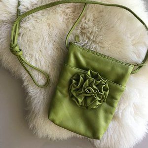 Green Leather Flower Purse